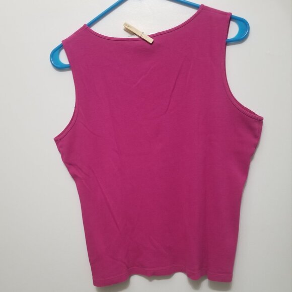 two cotton fuchsia Kim Rogers XL tank tops, with name written on - Picture 3 of 7